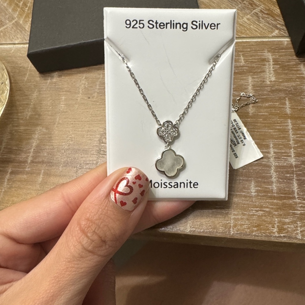 Clover double pendant Silver Necklace - With Gift Box